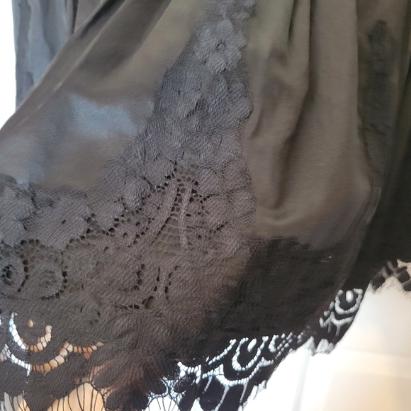Bebe Pleated Lace Trim Satin Skirt - Picture 4 of 4